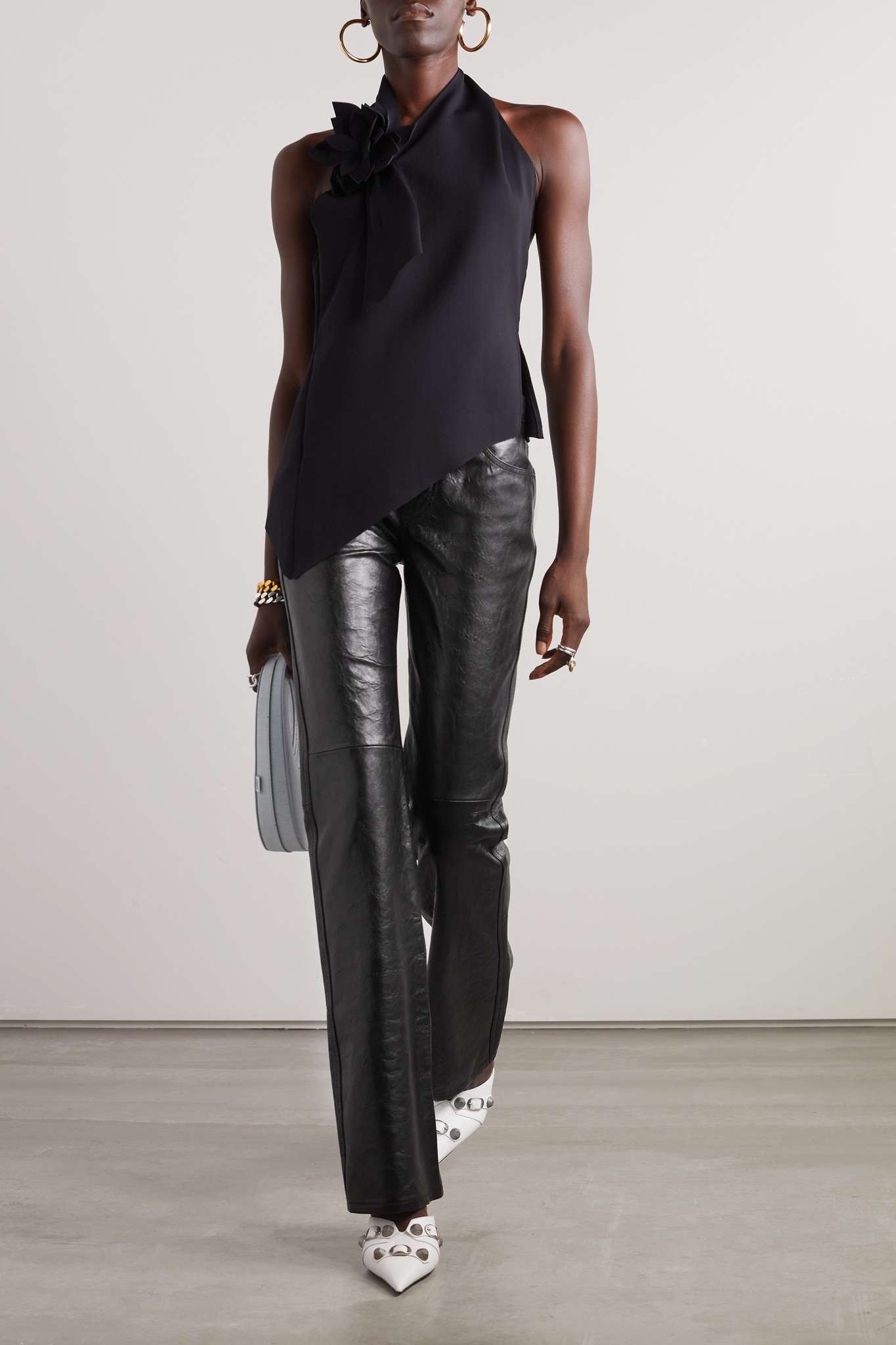 Crinkled-leather straight-leg pants - 2