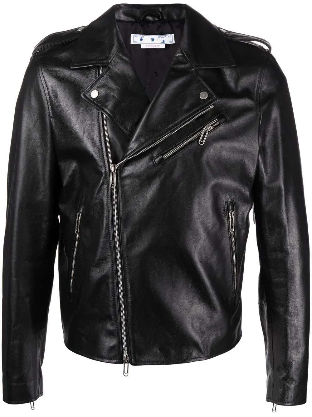 Diag-print biker jacket - 1