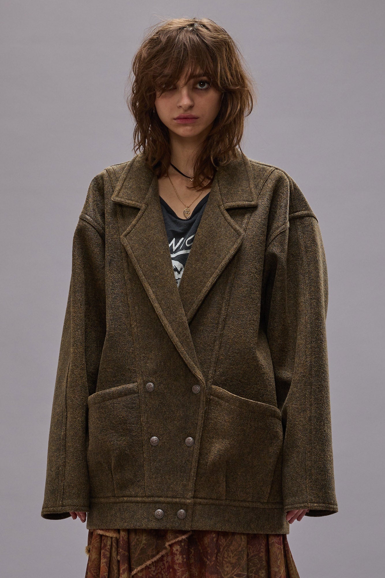 DOUBLE BREASTED JACKET - COATED WOOL - R13 - 4