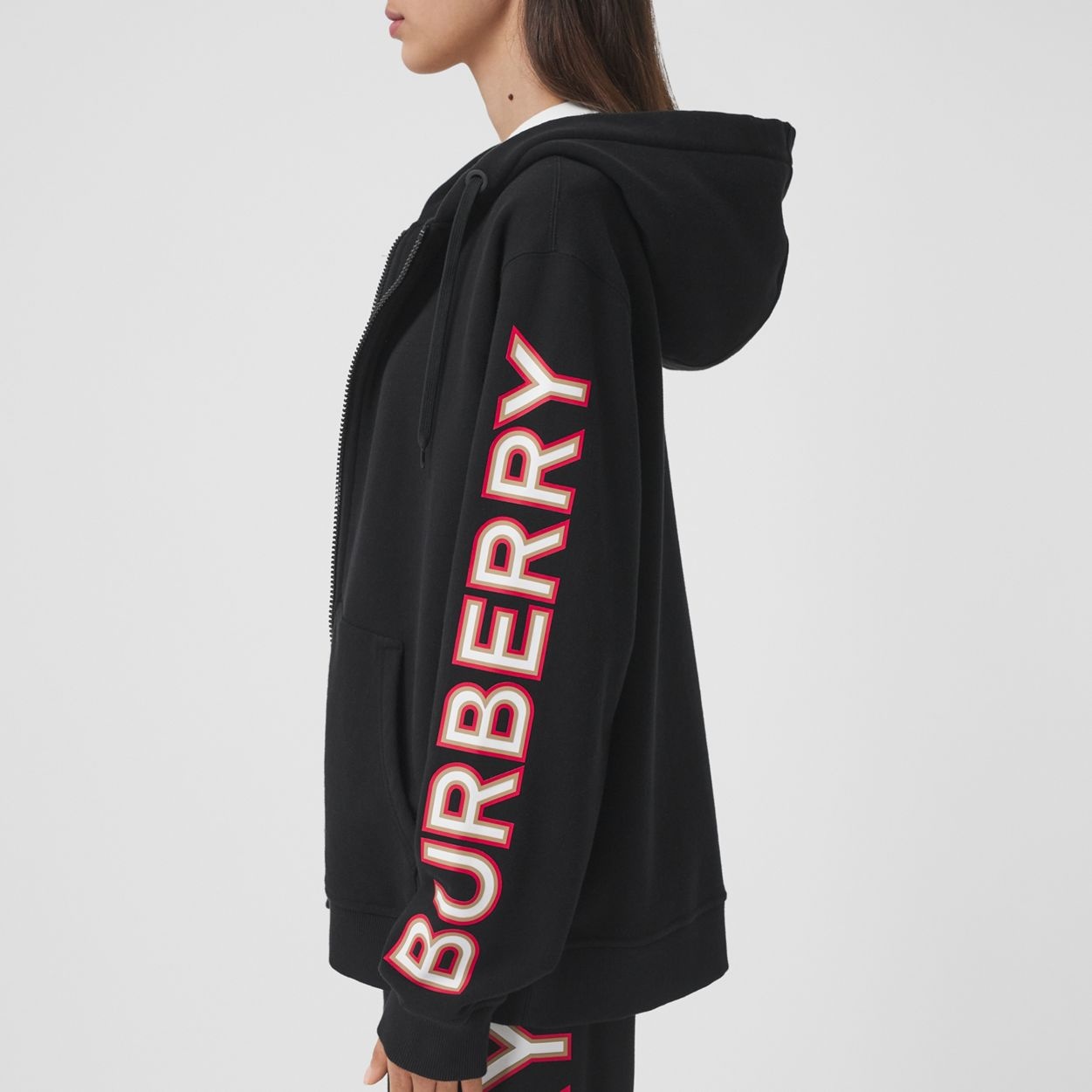 Logo Print Cotton Oversized Hooded Top - 3