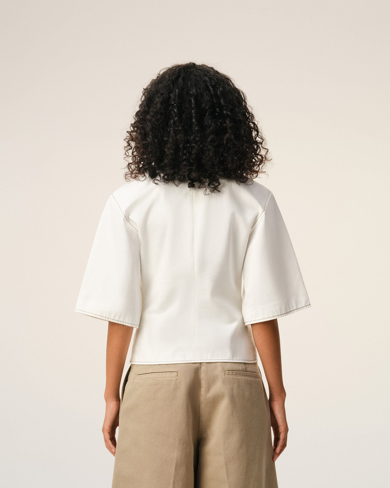 WHITE COTTON SHORT SLEEVES FITTED TOP 5