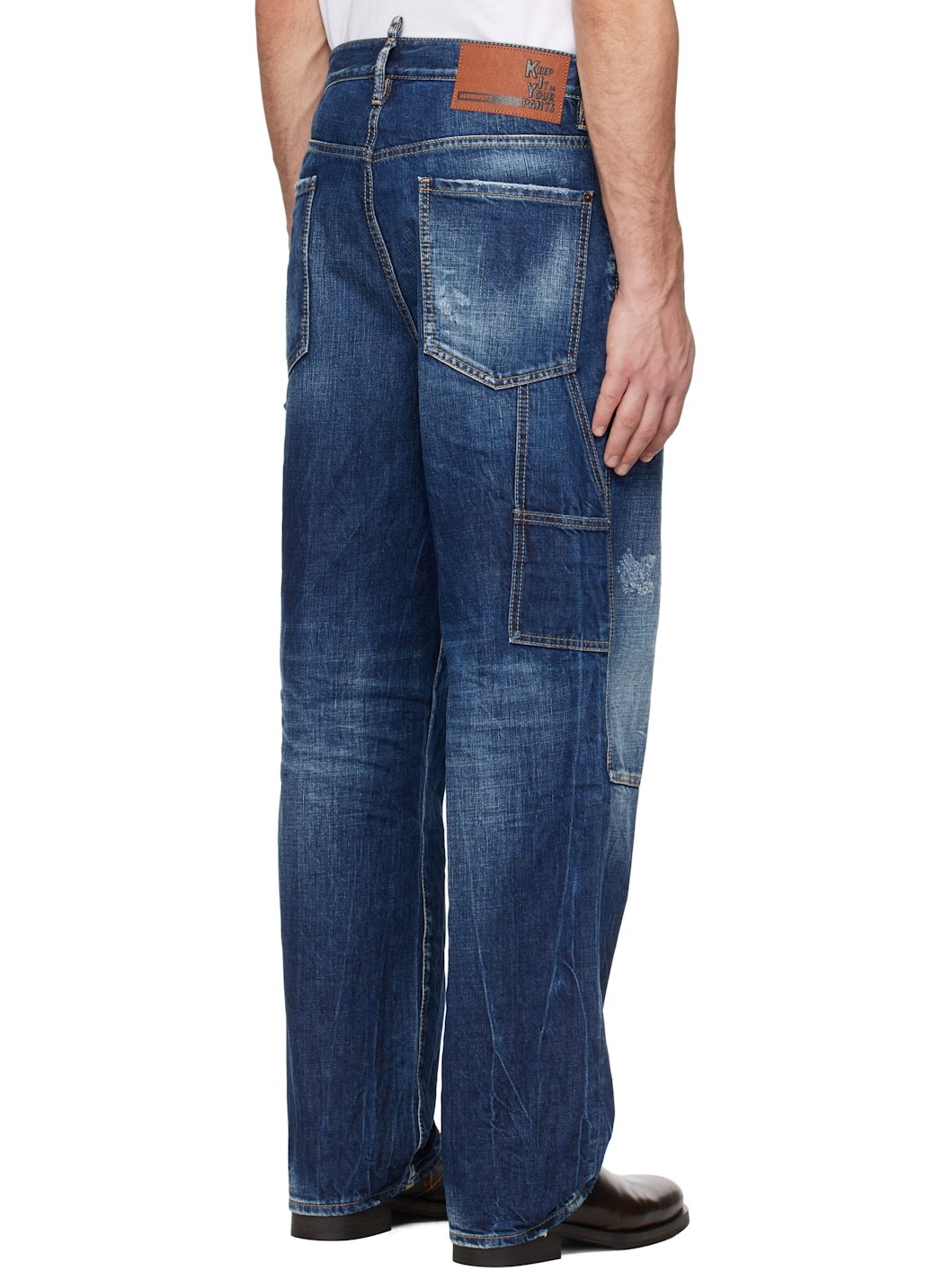 Blue Dark Semplice Loose Carpenter Jeans - 3