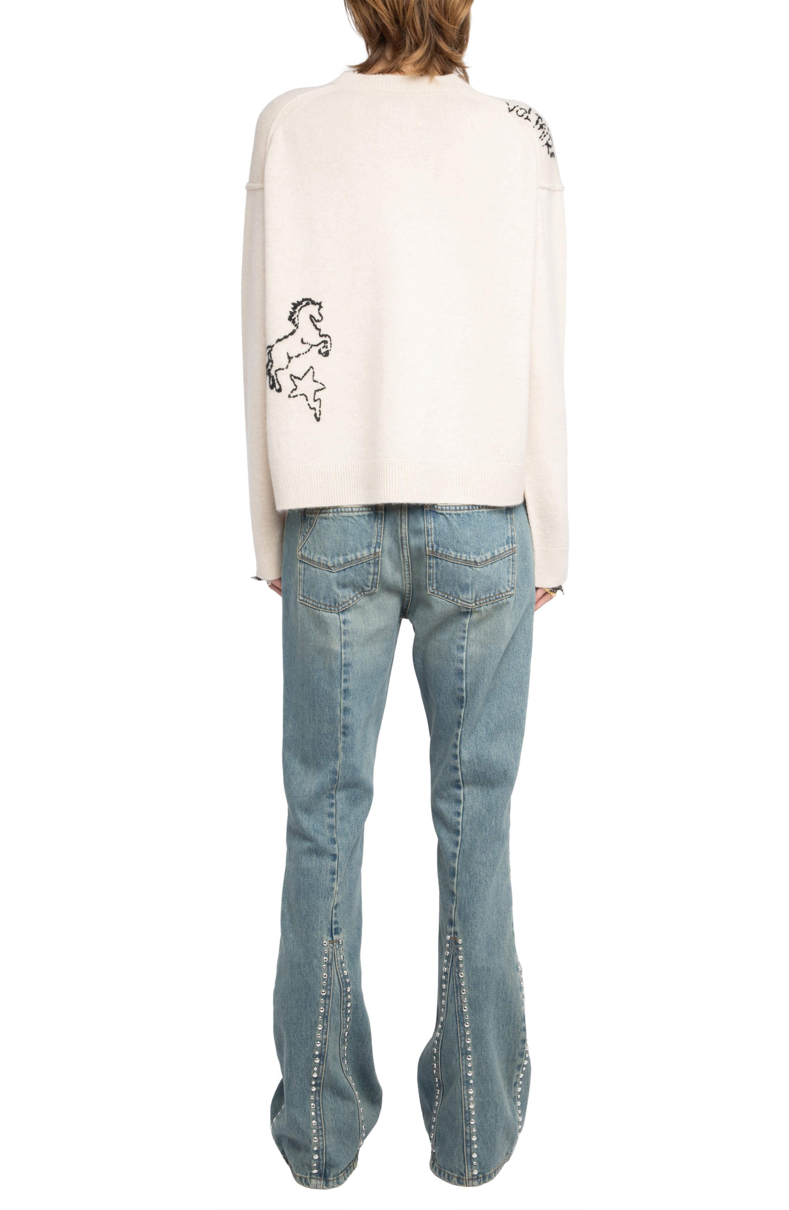 Zadig & Voltaire Markus Heart Cashmere Sweater in Ecru at Nordstrom - 7