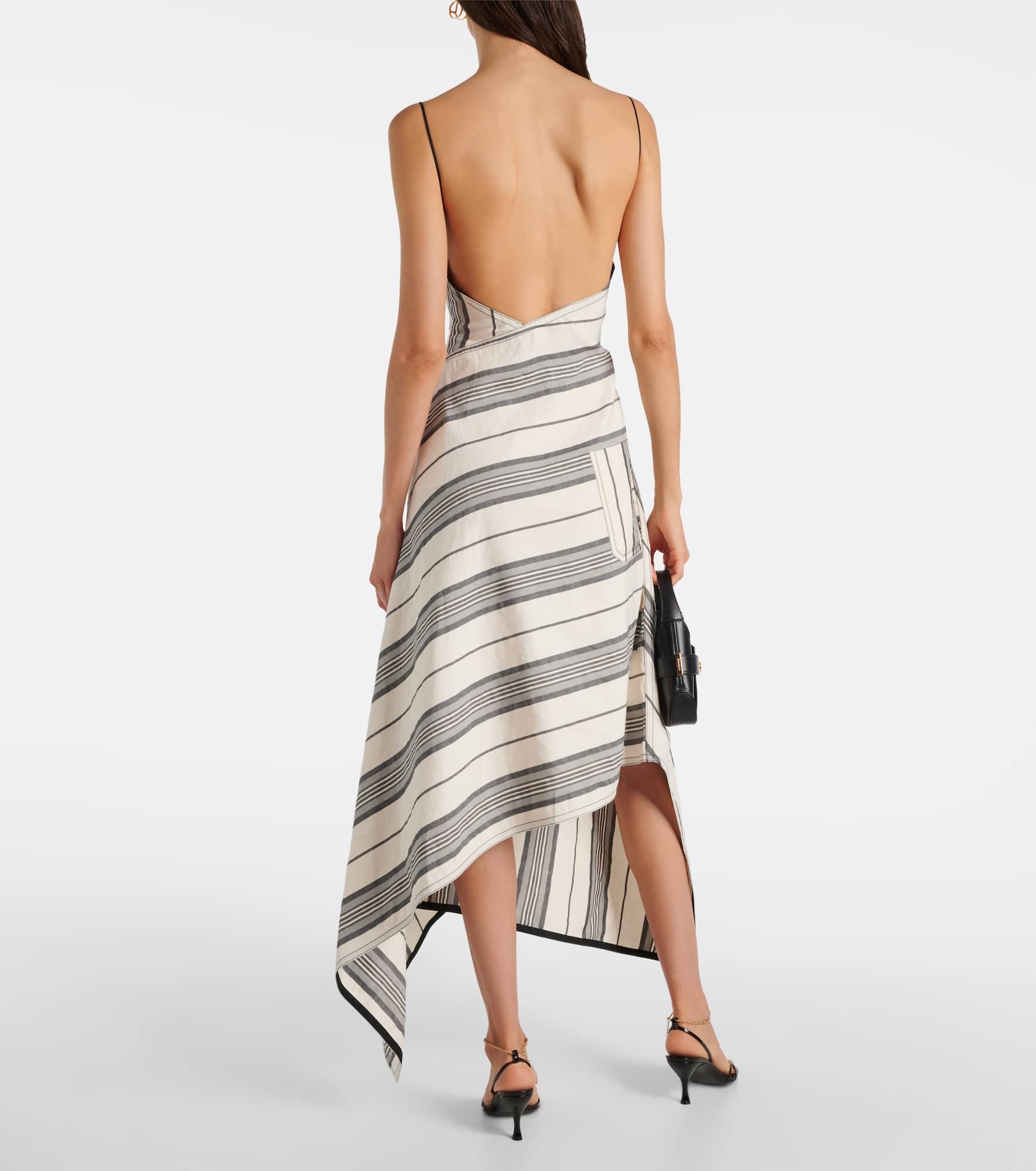 Striped linen and cotton maxi dress - 3