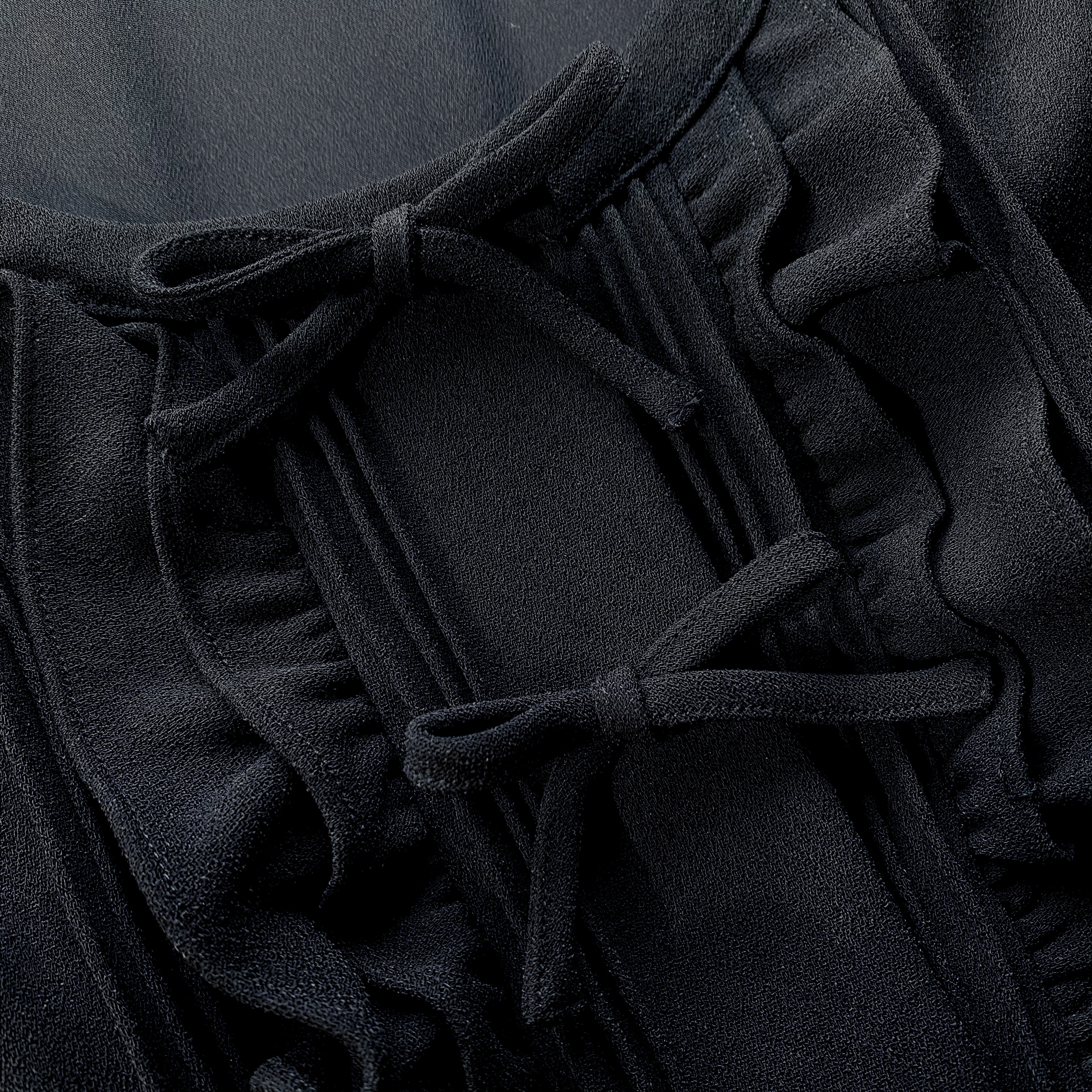 Black Crepe And Chiffon Midi Dress - 5
