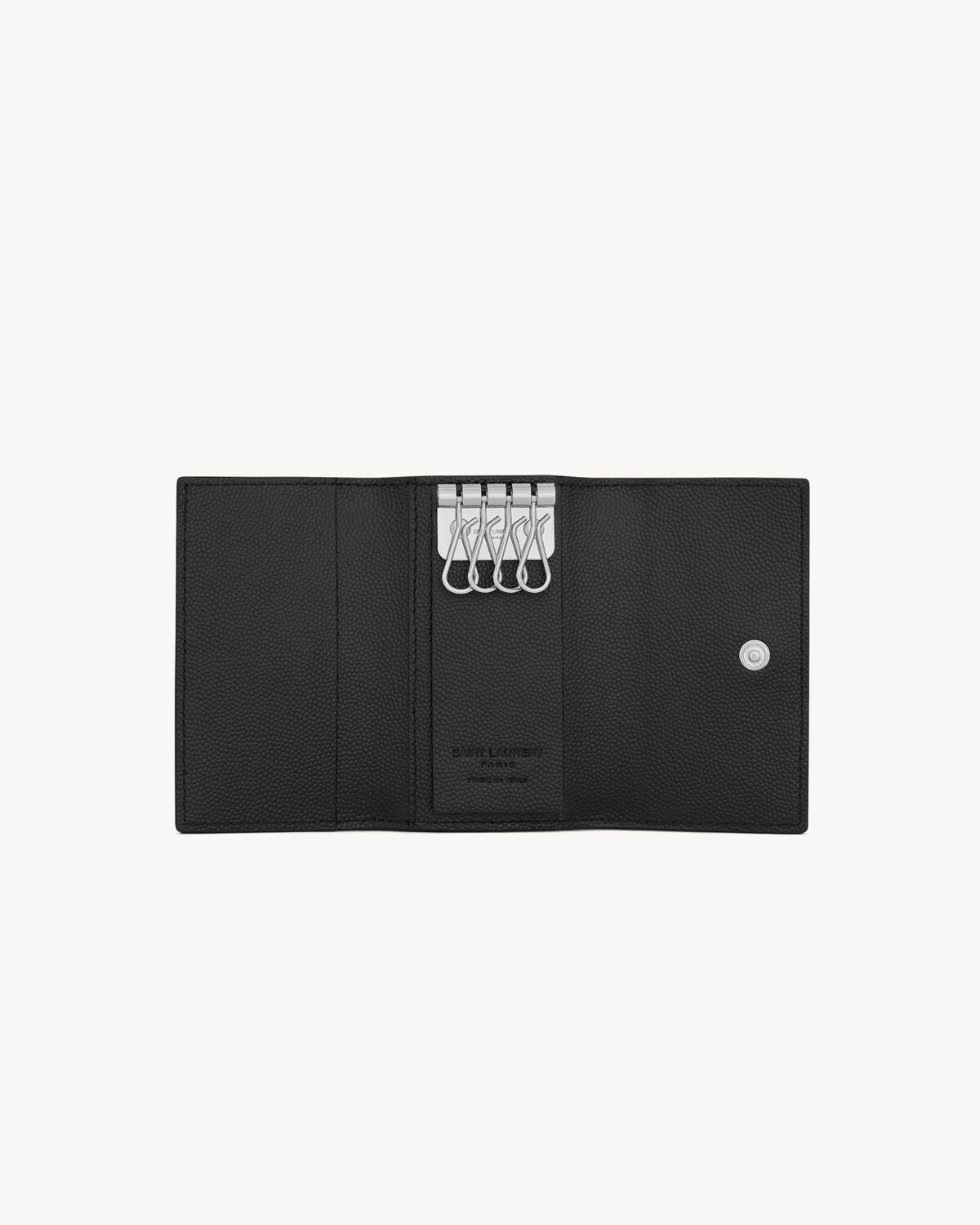 SAINT LAURENT PARIS SLIM KEYCASE IN GRAIN DE POUDRE LEATHER - 4