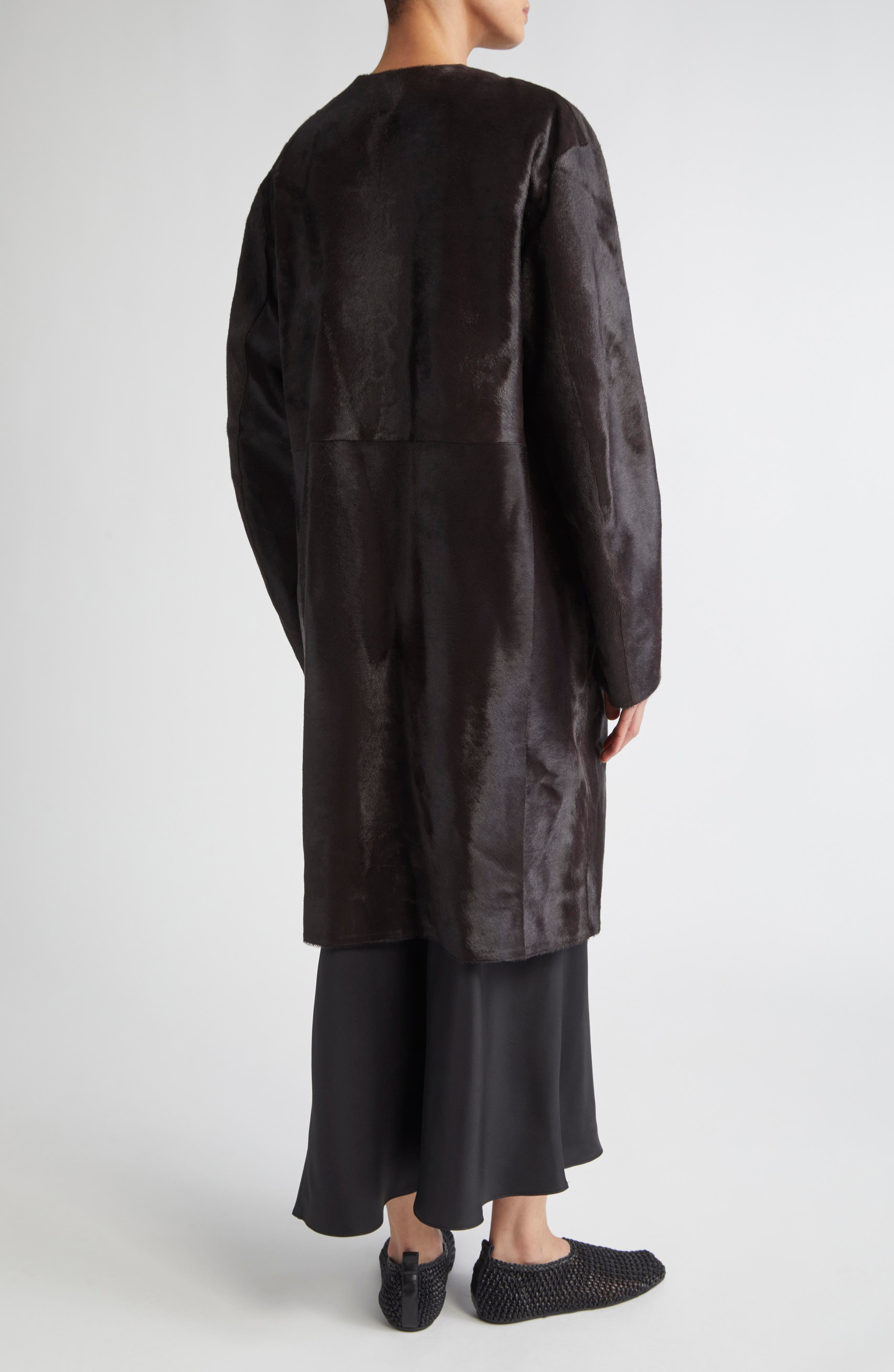 LOULOU DE SAISON Miller Genuine Calf Hair Coat in Coffee at Nordstrom - 3