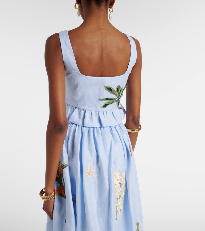 Eslabón floral-appliqué linen bustier top 5