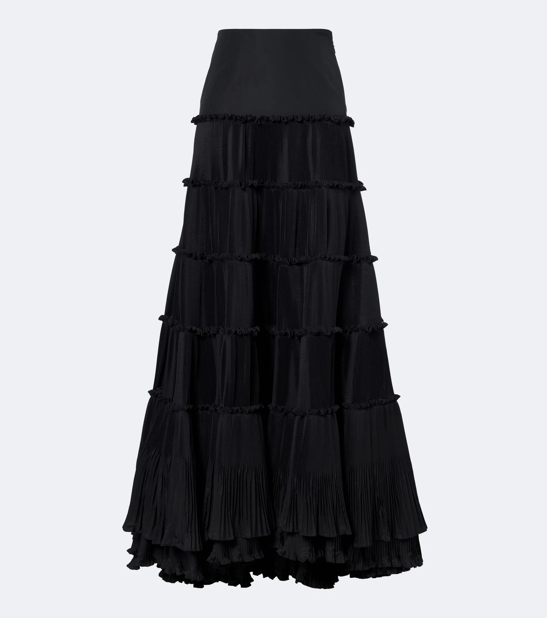 Plissé tiered taffeta maxi skirt - 1