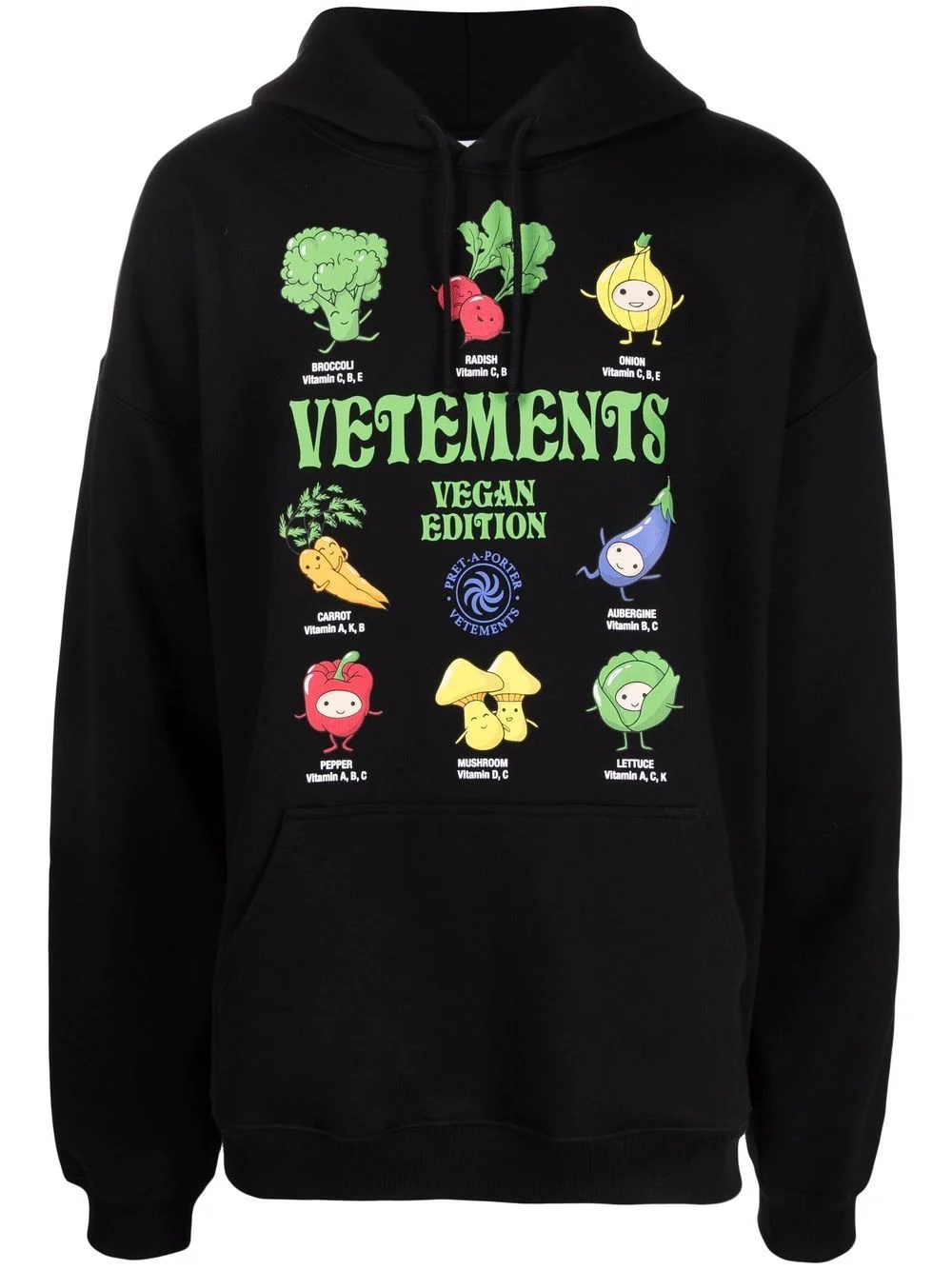 vegetable-print long-sleeved hoodie - 1