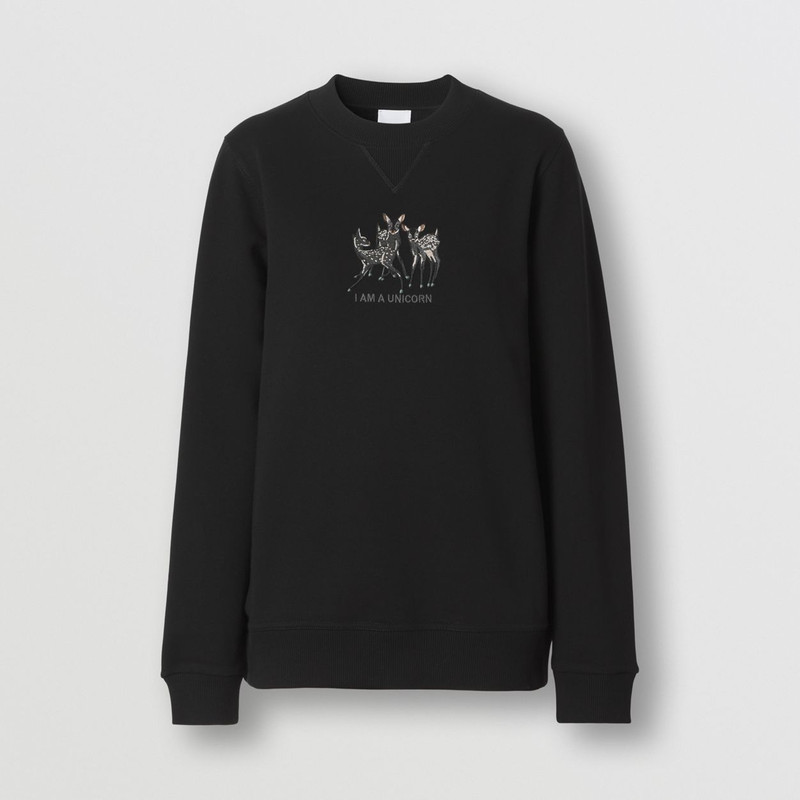 Embroidered Deer Cotton Oversized Sweatshirt - 1