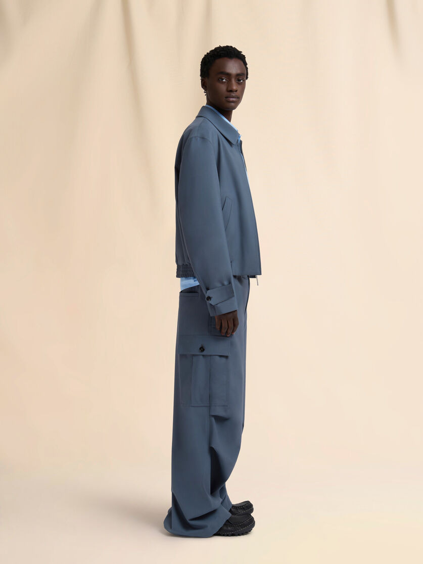 GRAY LIGHT WOOL JACKET WITH COLLAR - 6