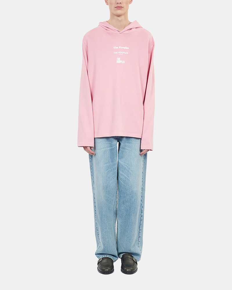 LONG-SLEEVED PINK HOODED LOCATIONS SERIGRAPHY T-SHIRT 3