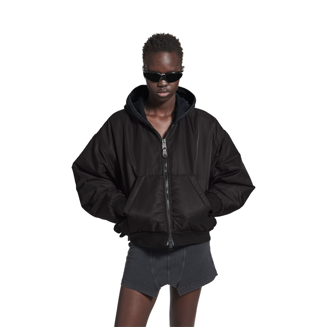 Hooded Bomber in Black - 5
