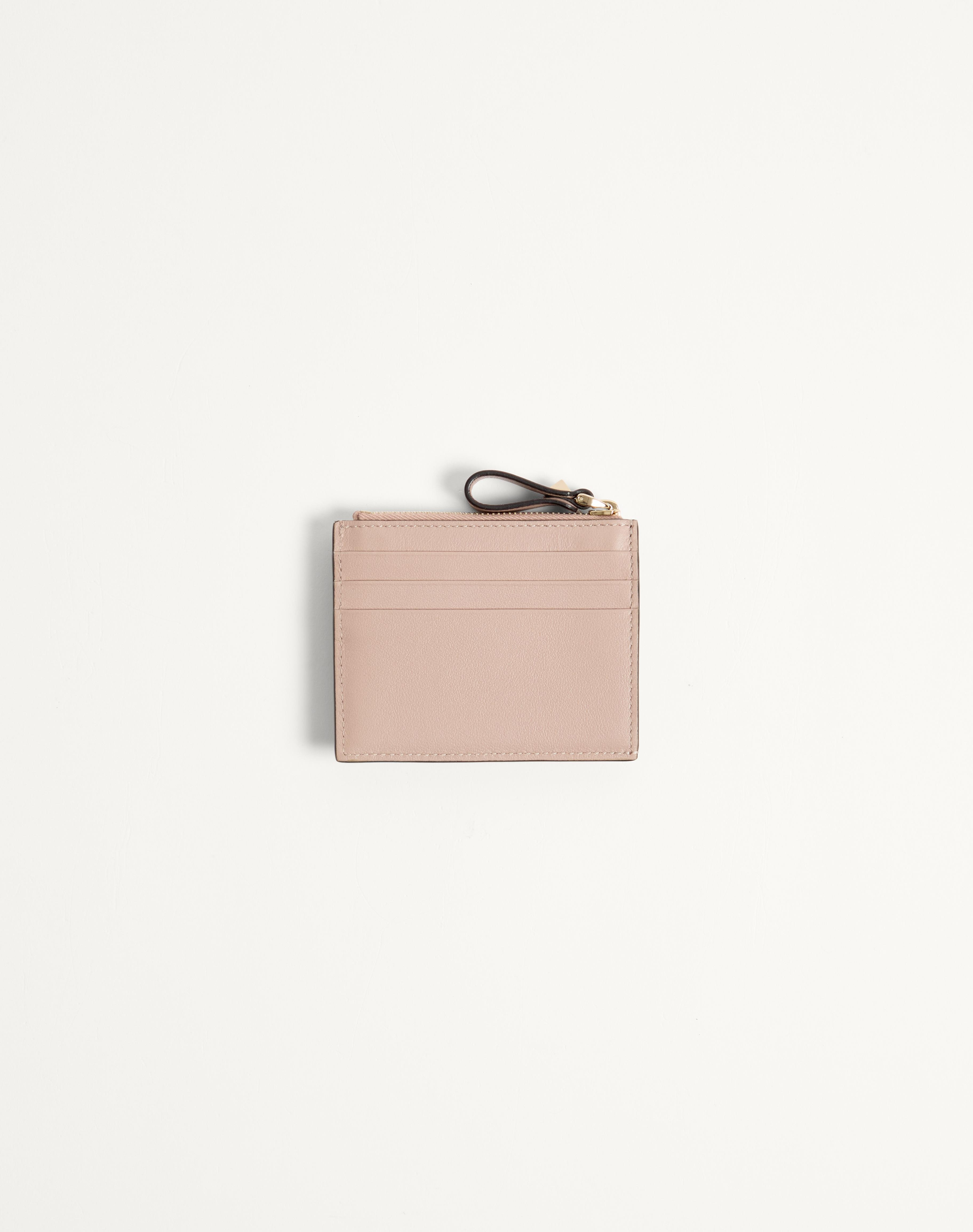 ROCKSTUD CALFSKIN CARDHOLDER WITH ZIPPER - 3