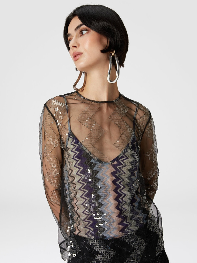 Doubled blouse in sequined tulle 5