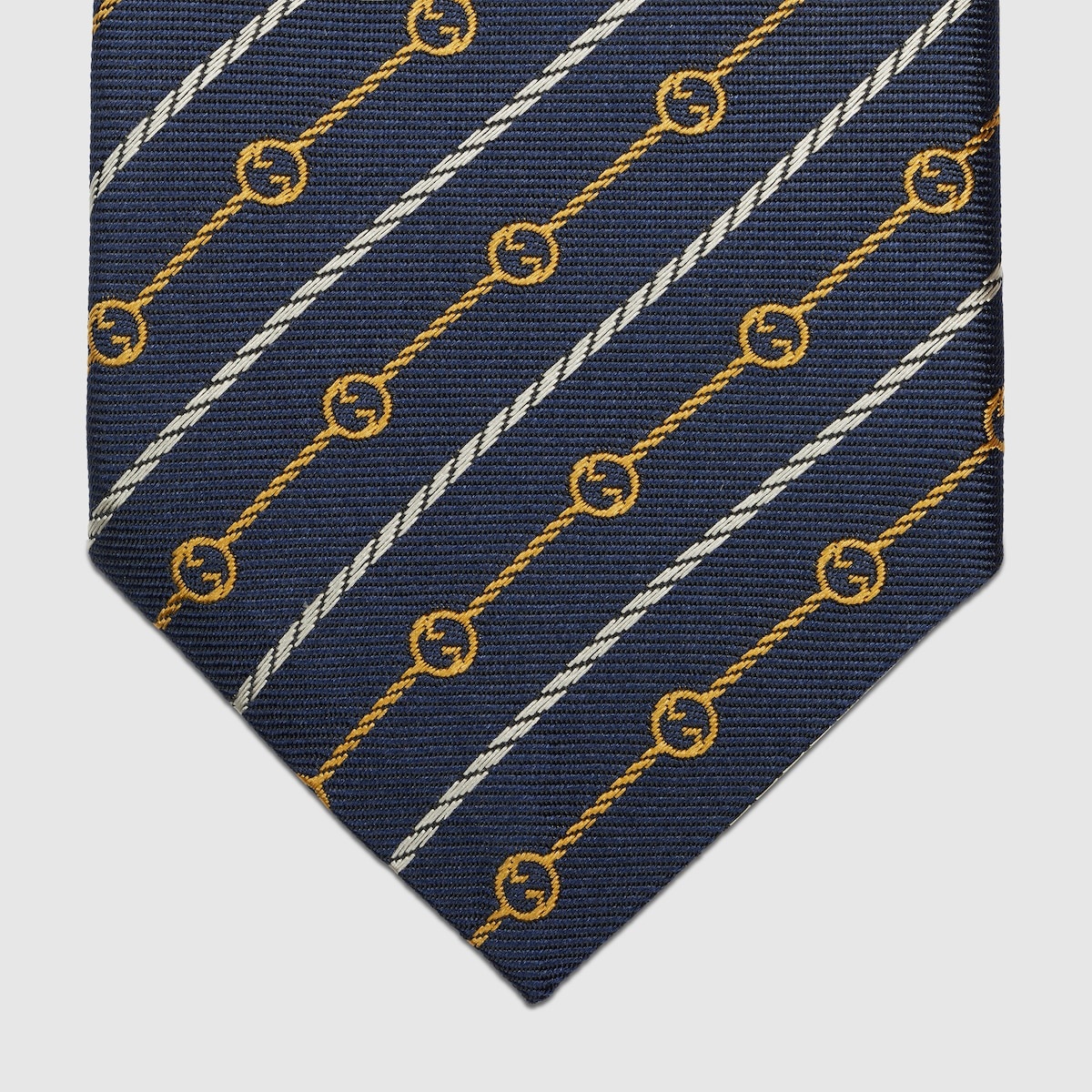Round Interlocking G rope silk tie - 3