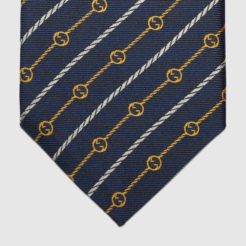 Round Interlocking G rope silk tie 3