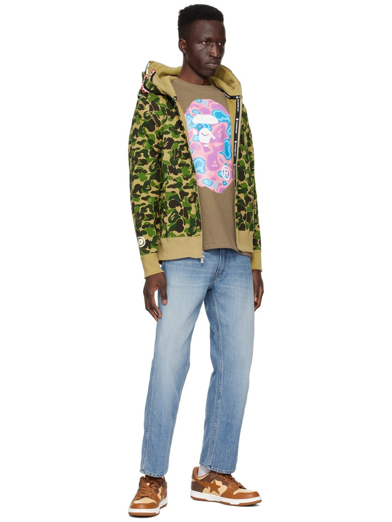 A BATHING APE® Green ABC Camo Double Shark Hoodie outlook