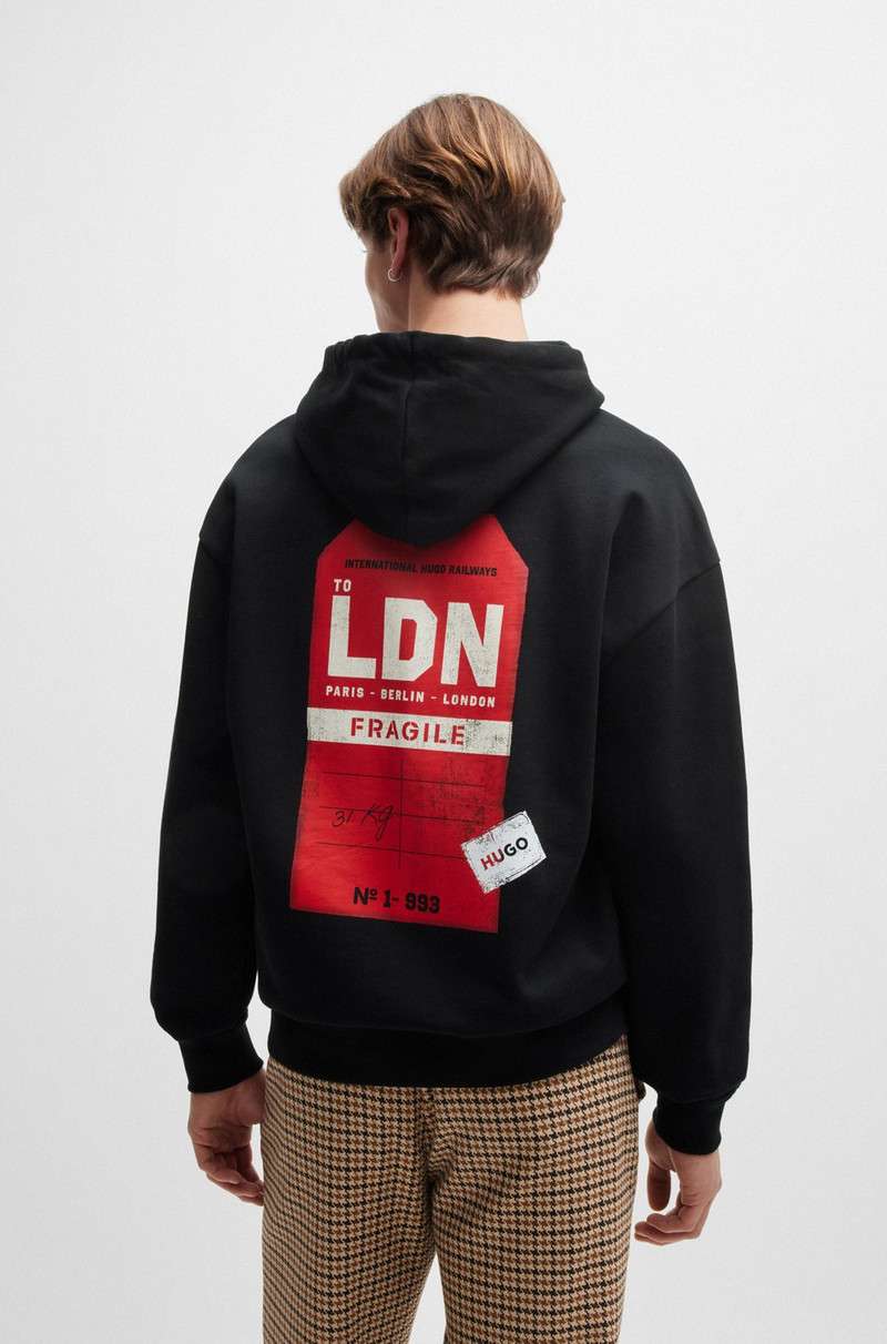 COTTON-TERRY HOODIE WITH TRAVEL-TAG ARTWORK 5
