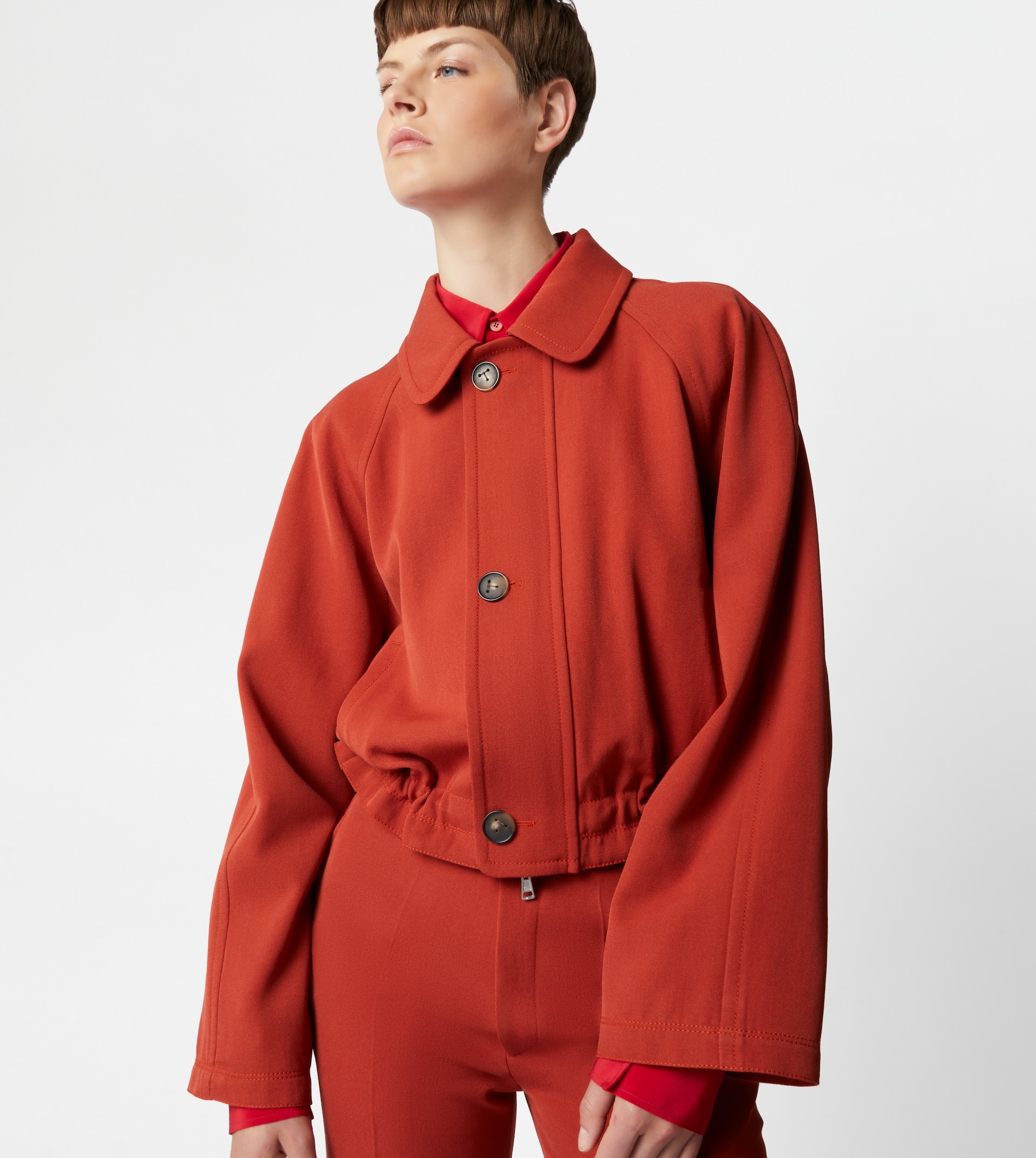 CROPPED SAFARI JACKET IN WOOL - RED - 7