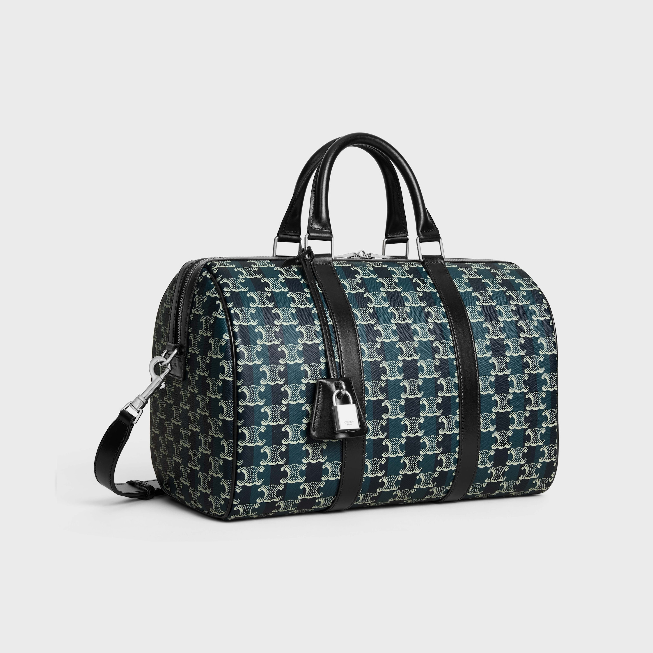 LARGE BOSTON IN STRIPED TRIOMPHE CANVAS AND CALFSKIN - 2
