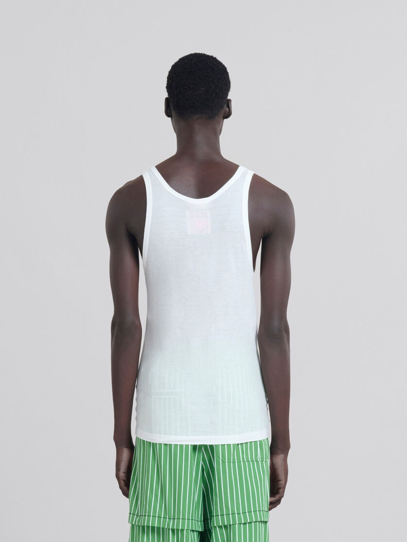WHITE ORGANIC JERSEY TANK TOP WITH PRINT - 3