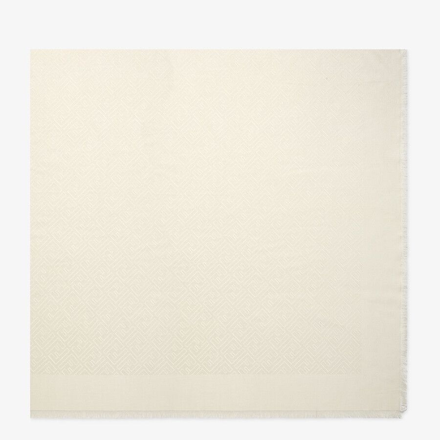 White silk and wool shawl - 1