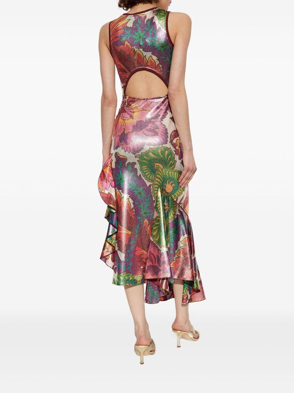 shimmering-finish midi dress - 4