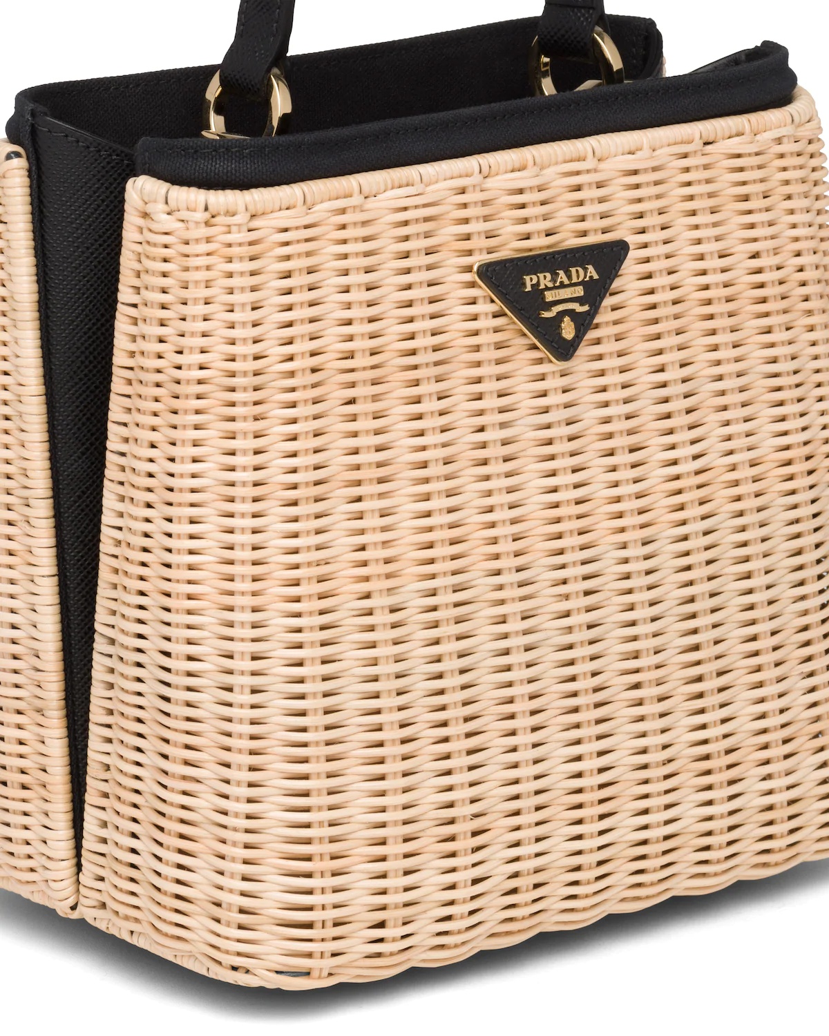 Wicker and Canvas Handbag - 6