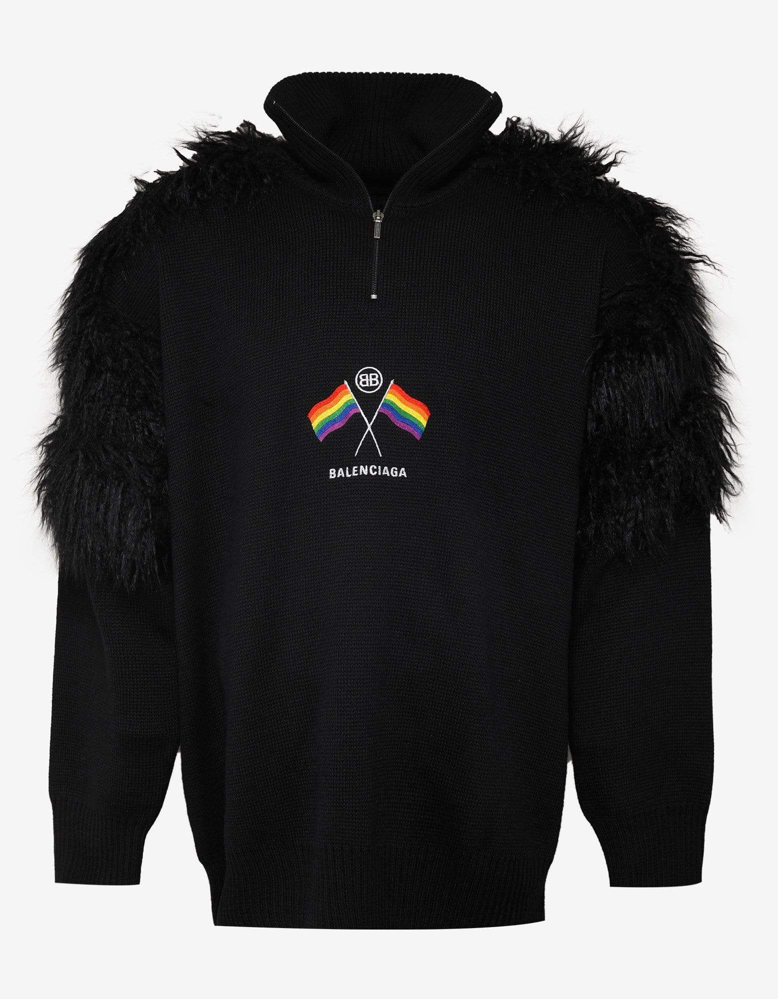 Balenciaga Black LGBTQ Flag Zip Up Turtleneck Sweater - AW18 - 1