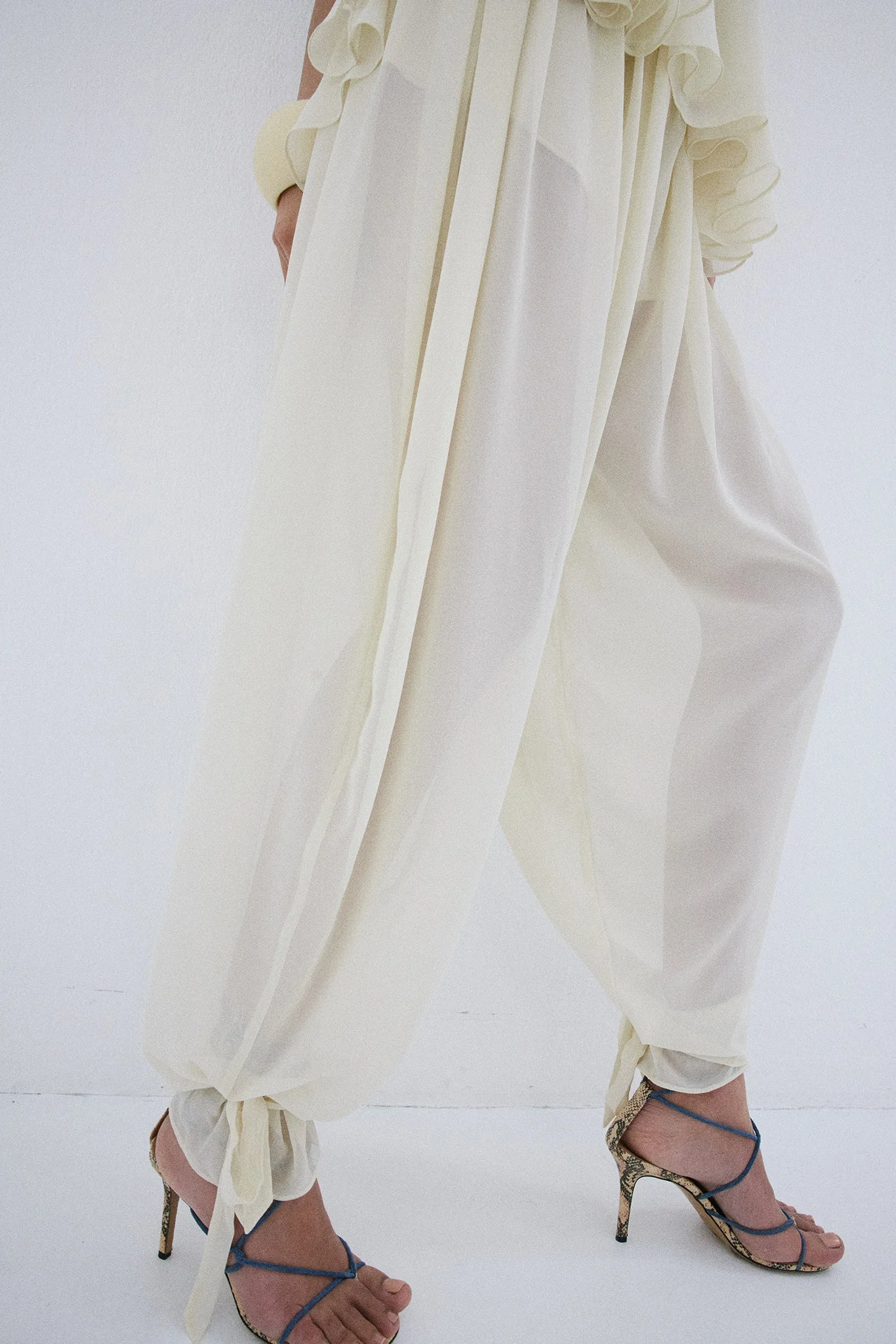 INES TROUSER IN CREAM CHIFFON - 1