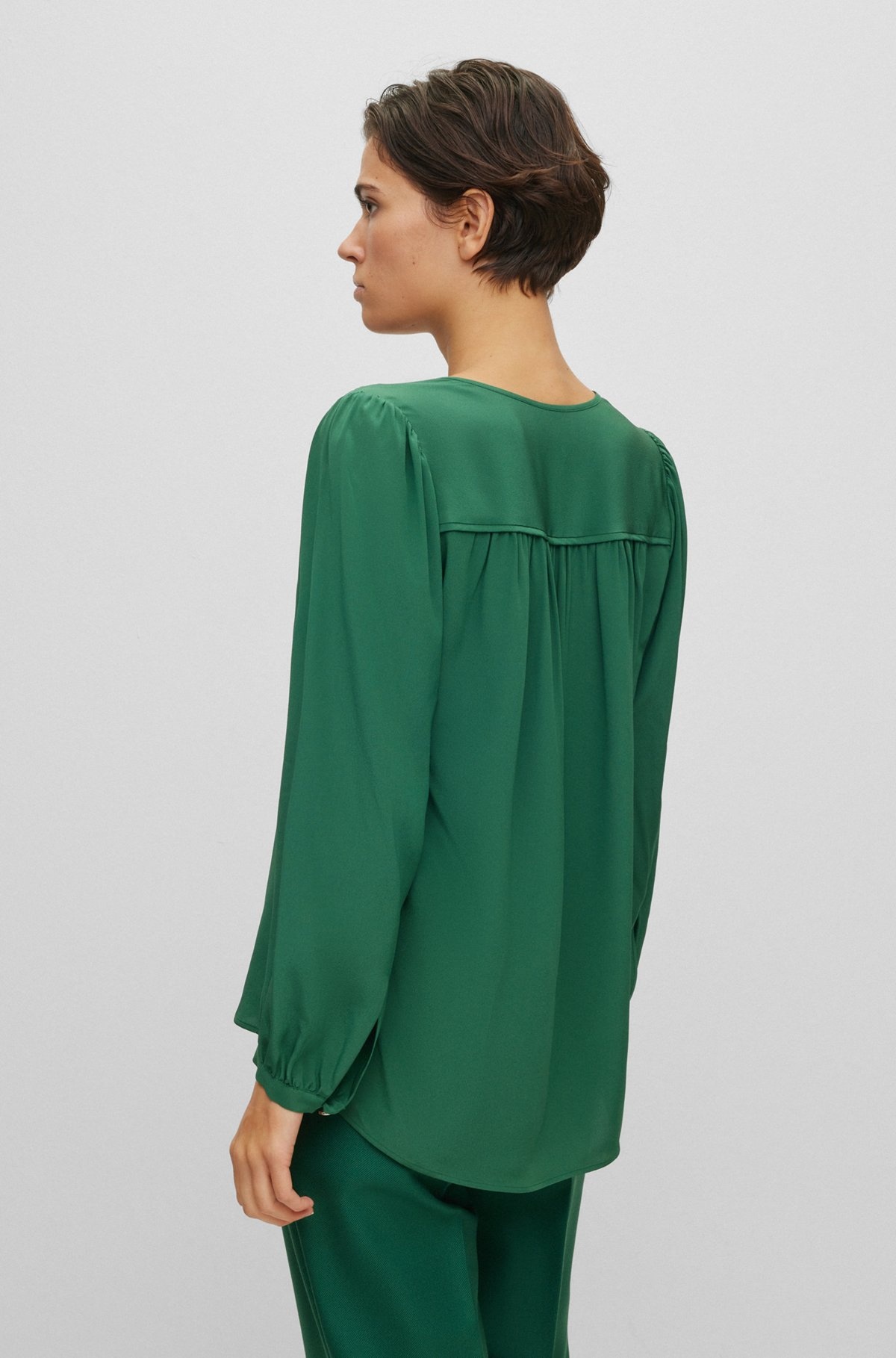 V-NECK REGULAR-FIT BLOUSE IN WASHED SILK - 3