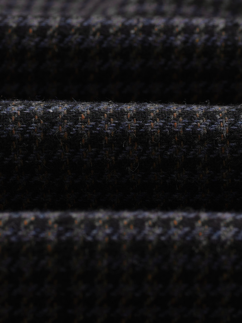 Stan - Navy And Grey Puppytooth Check Wool Car Coat 9