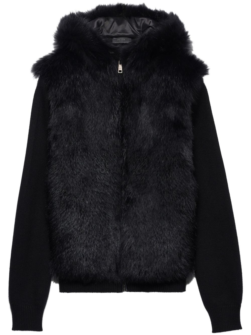 faux-fur hooded cardigan - 1