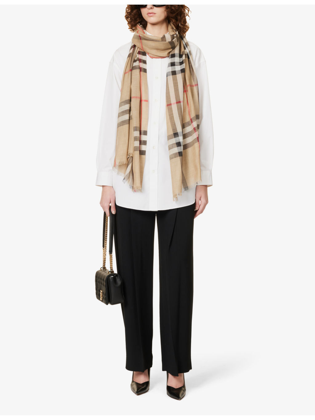 Giant checked wool-silk scarf - 2