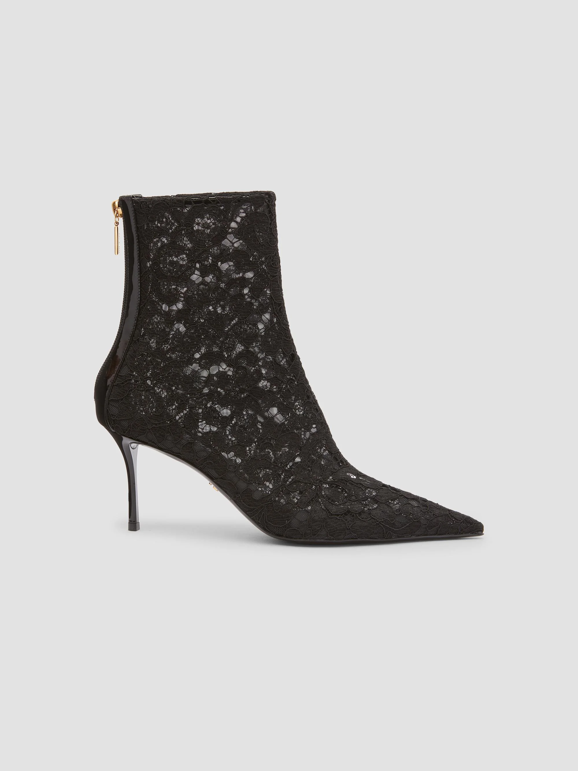 Women's Lace Stiletto-Heel Ankle Boots - Nero - 1