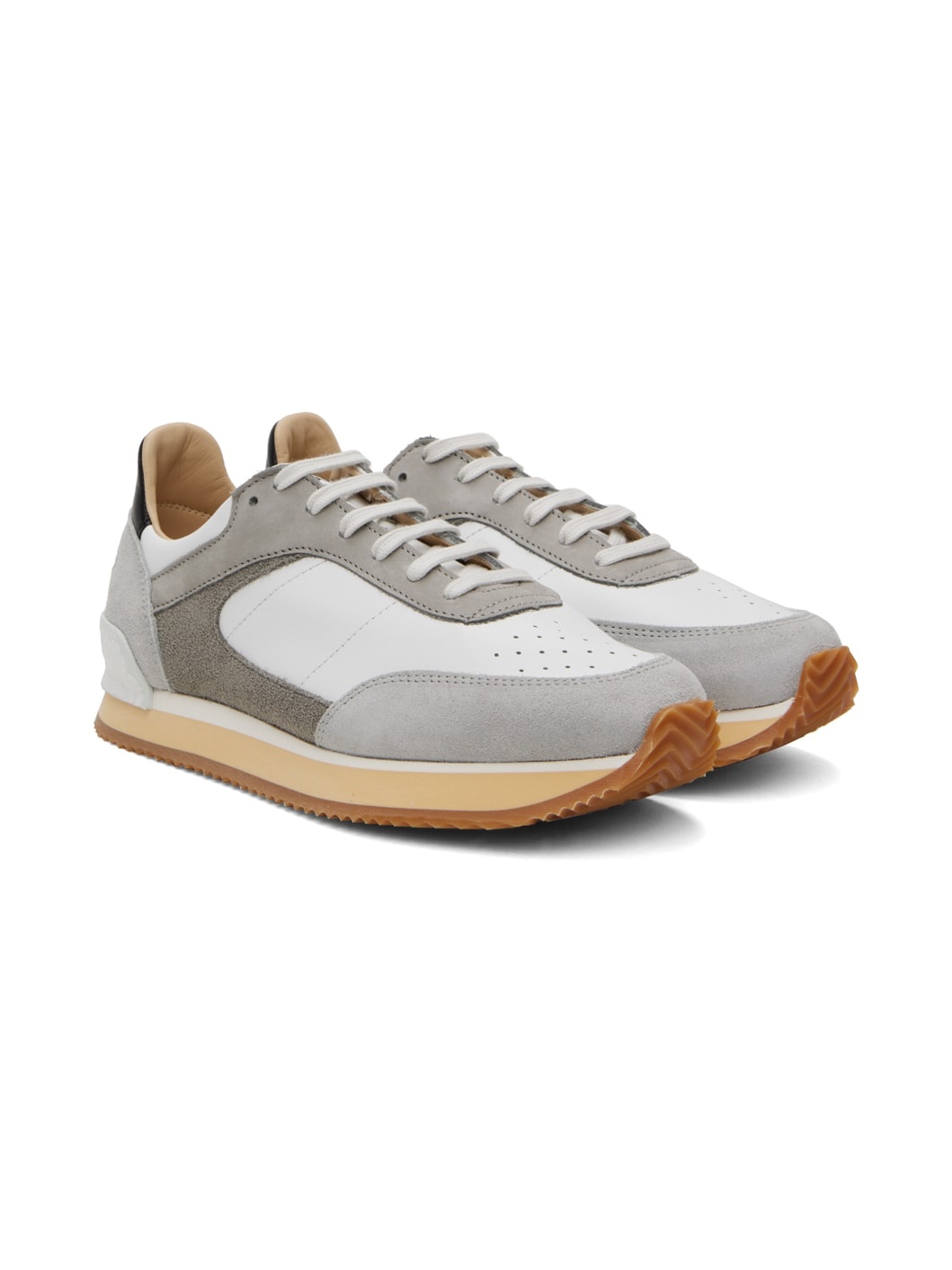 White & Gray Dash Low Sneakers - 4