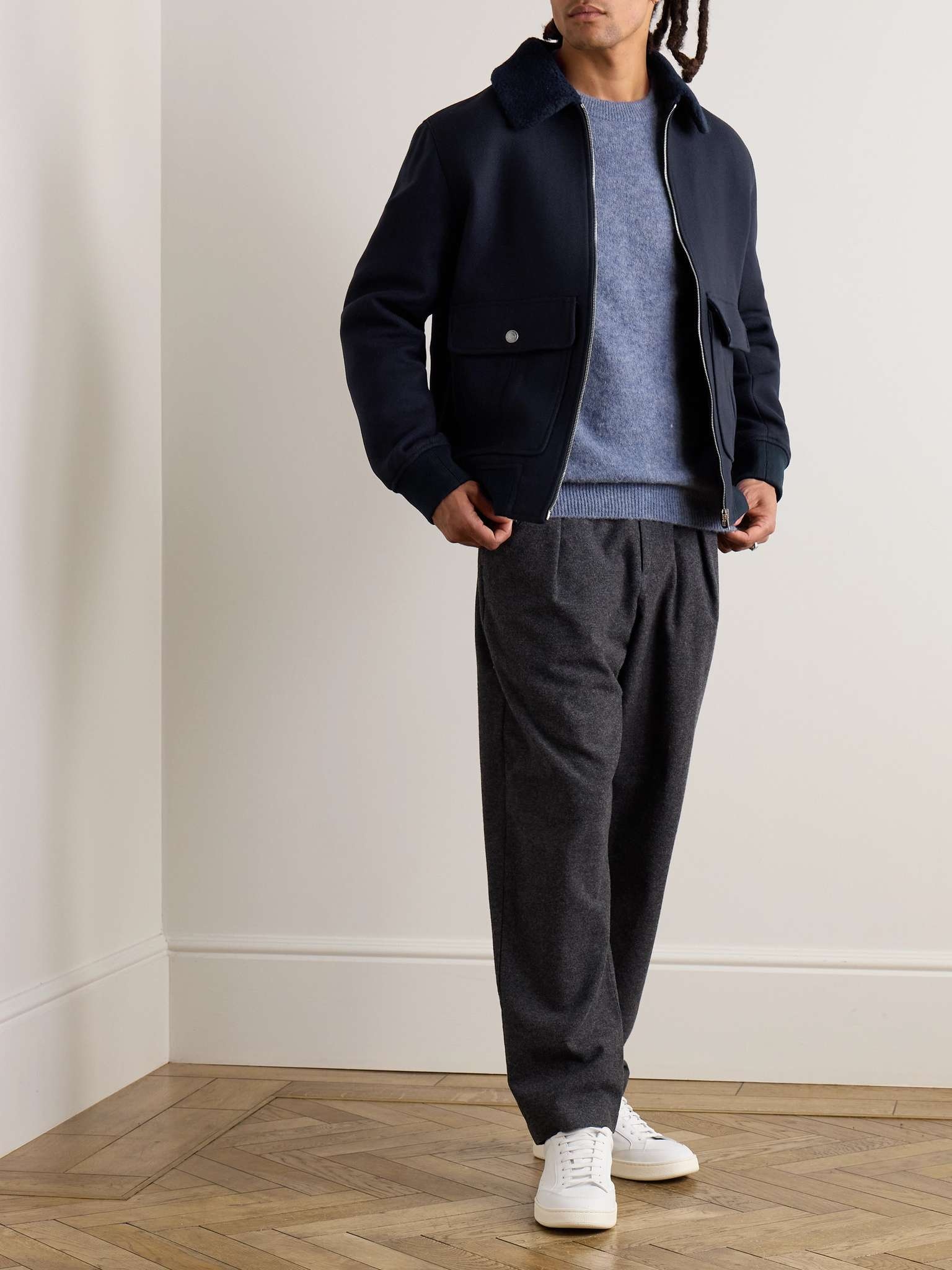 A.P.C. New Ben Shearling-Trimmed Wool-Blend Blouson Jacket