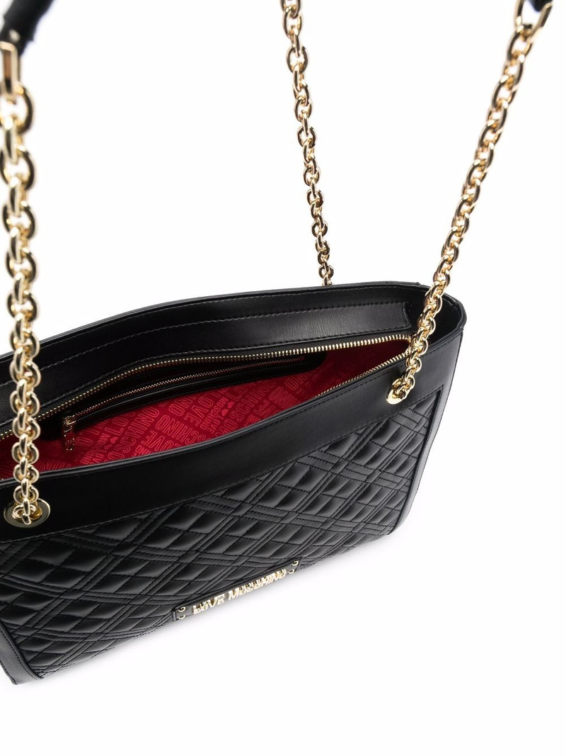 logo-lettering quilted tote bag 6