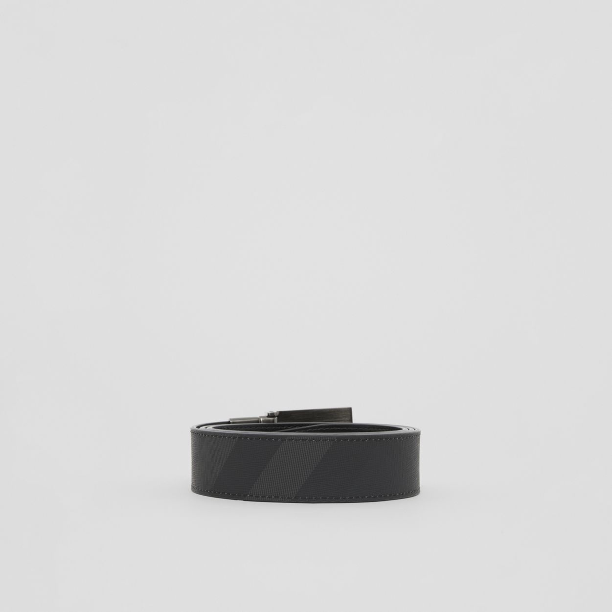 Reversible Plaque Buckle Check and Leather Belt - 4