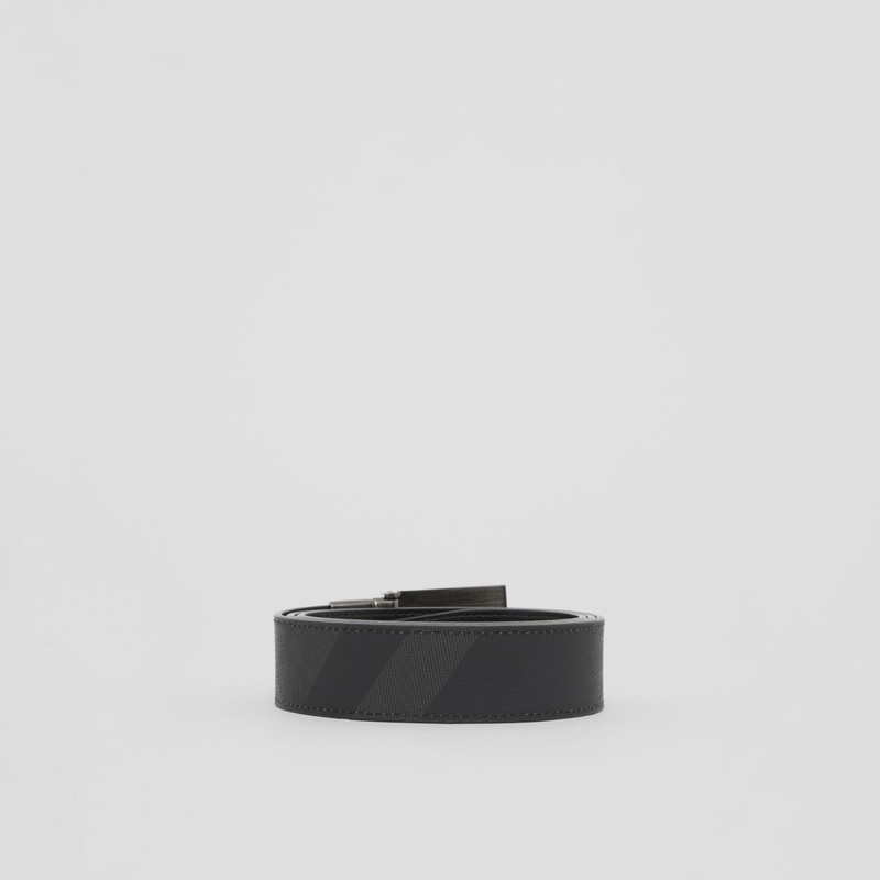 Reversible Plaque Buckle Check and Leather Belt 4