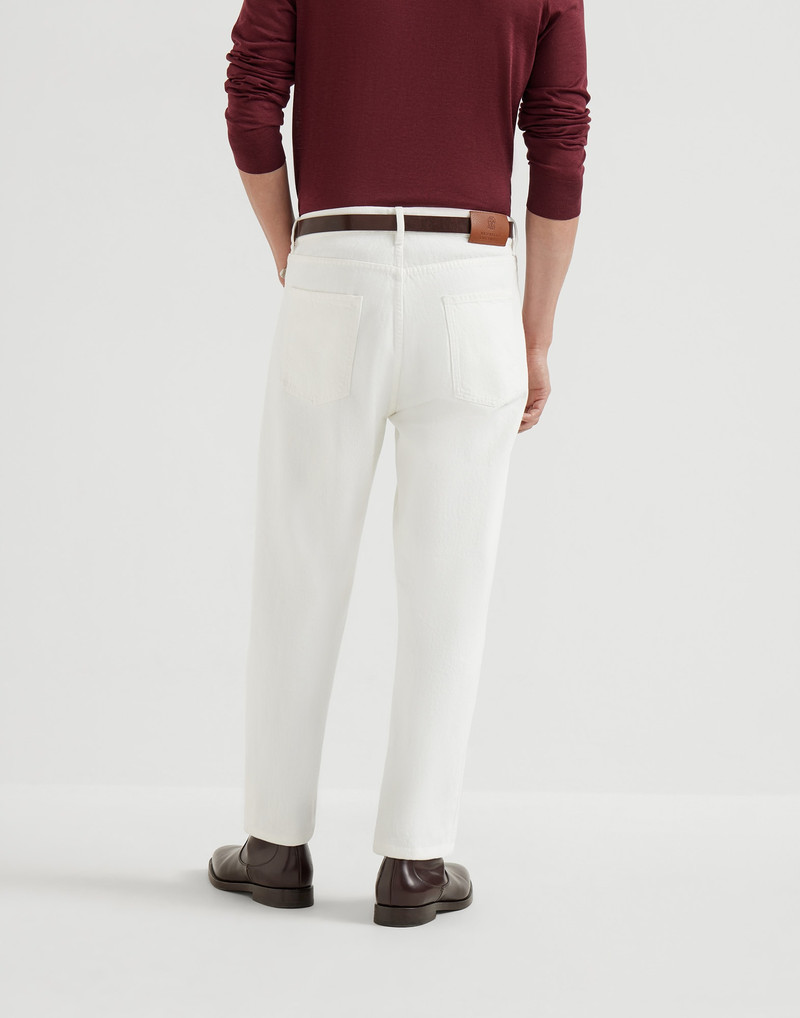 Brunello Cucinelli Garment-dyed iconic fit five-pocket trousers in slubbed denim outlook