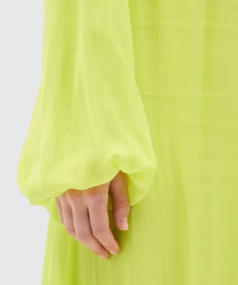 Long fluorescent yellow chiffon dress 5