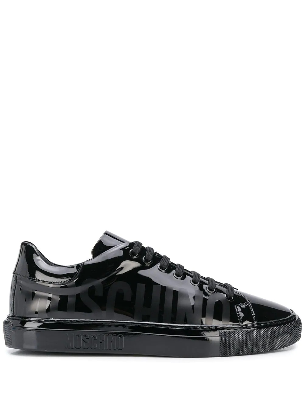 logo print high-shine sneakers - 1