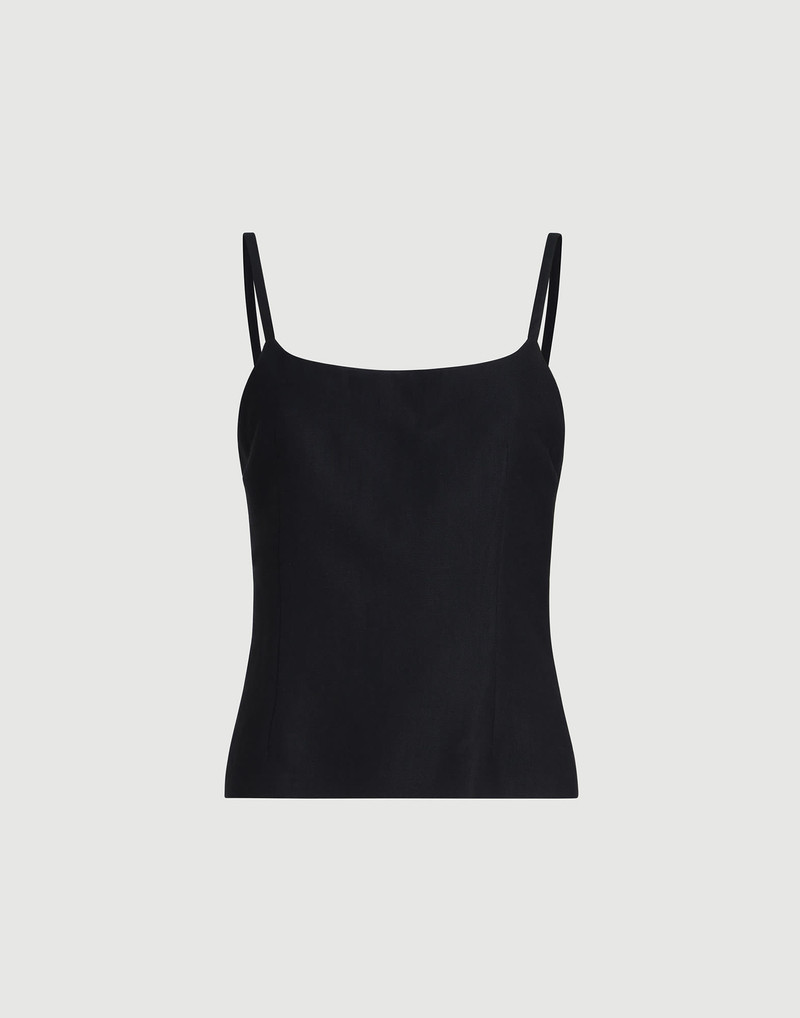 Viscose and linen fluid twill top with monili 1