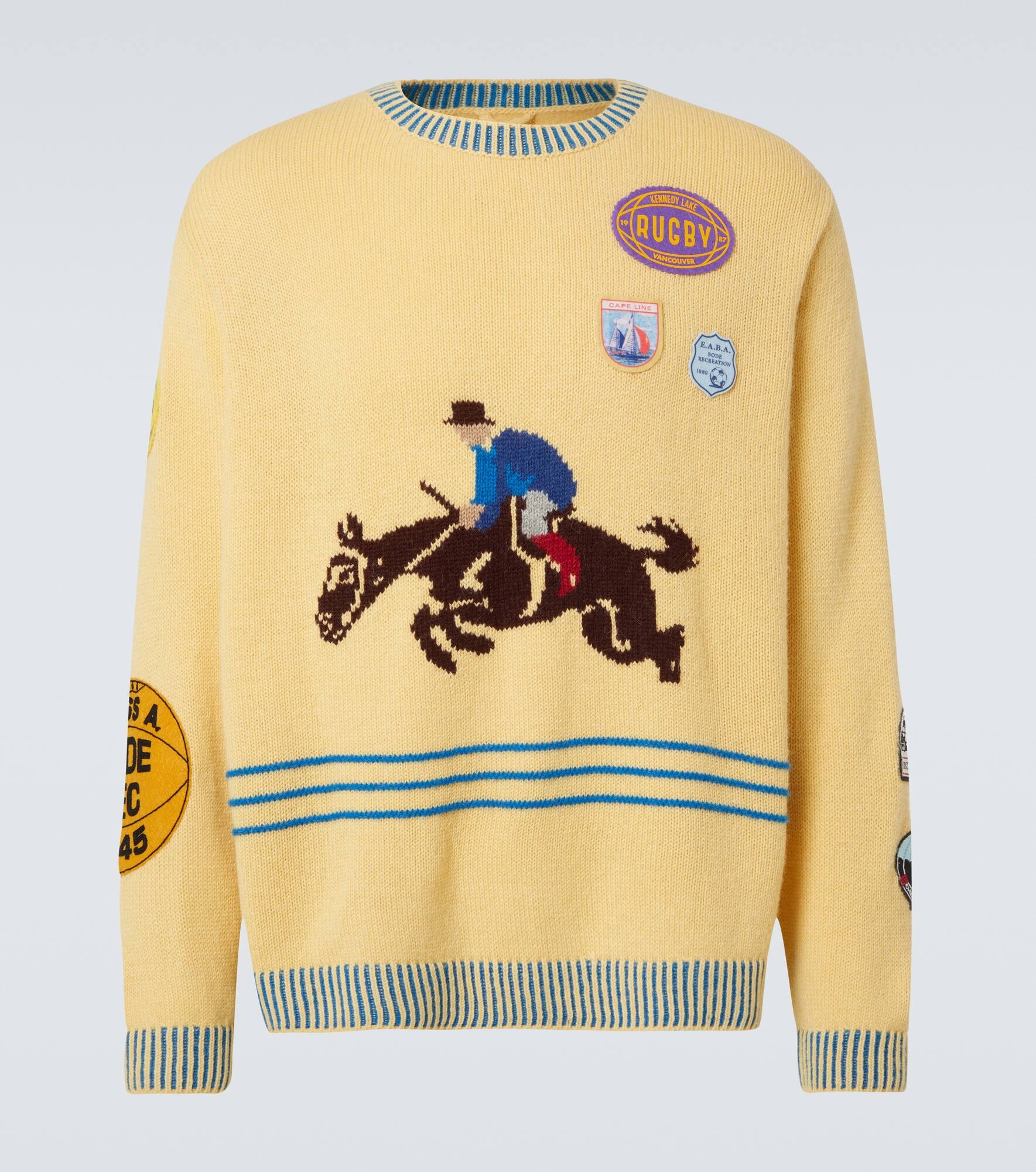 Jockey patch-appliqué alpaca and wool sweater - 1