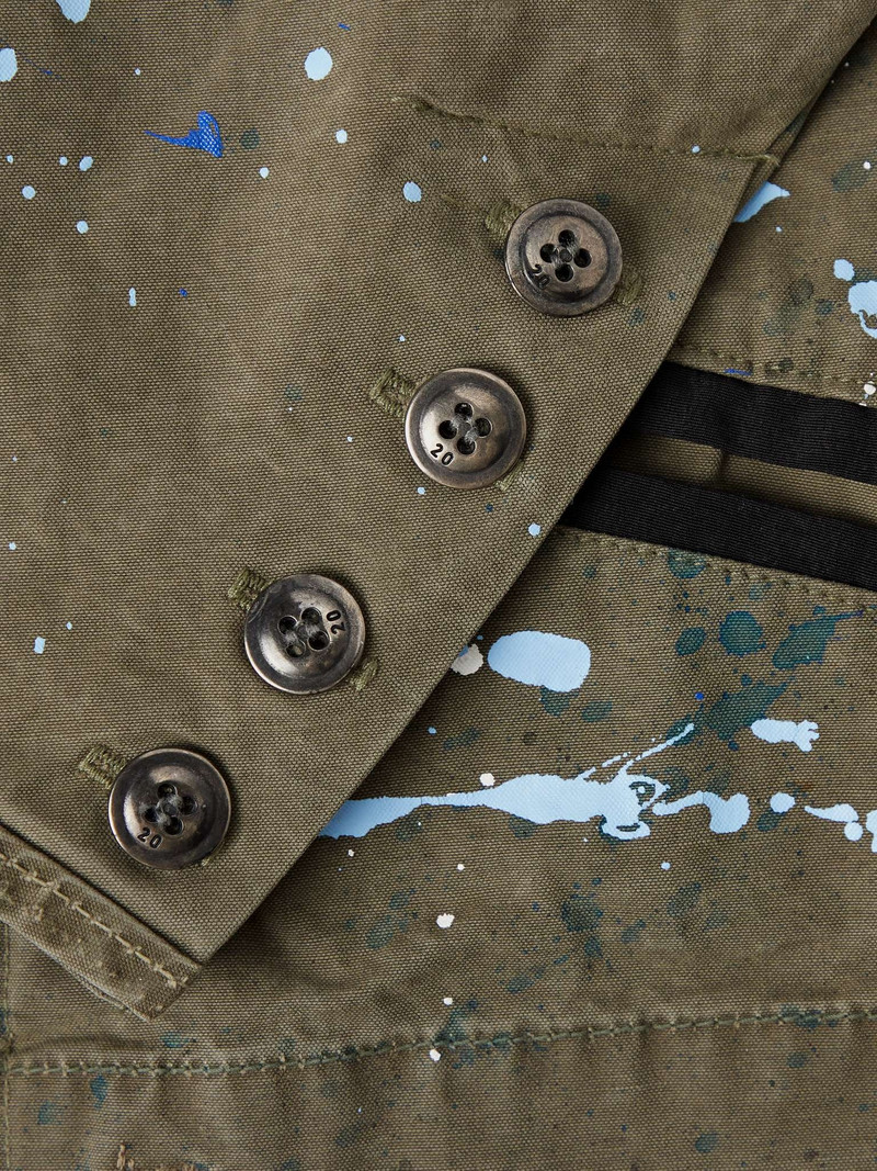 Tent Nylon-Trimmed Paint-Splattered Cotton-Blend Blazer 5