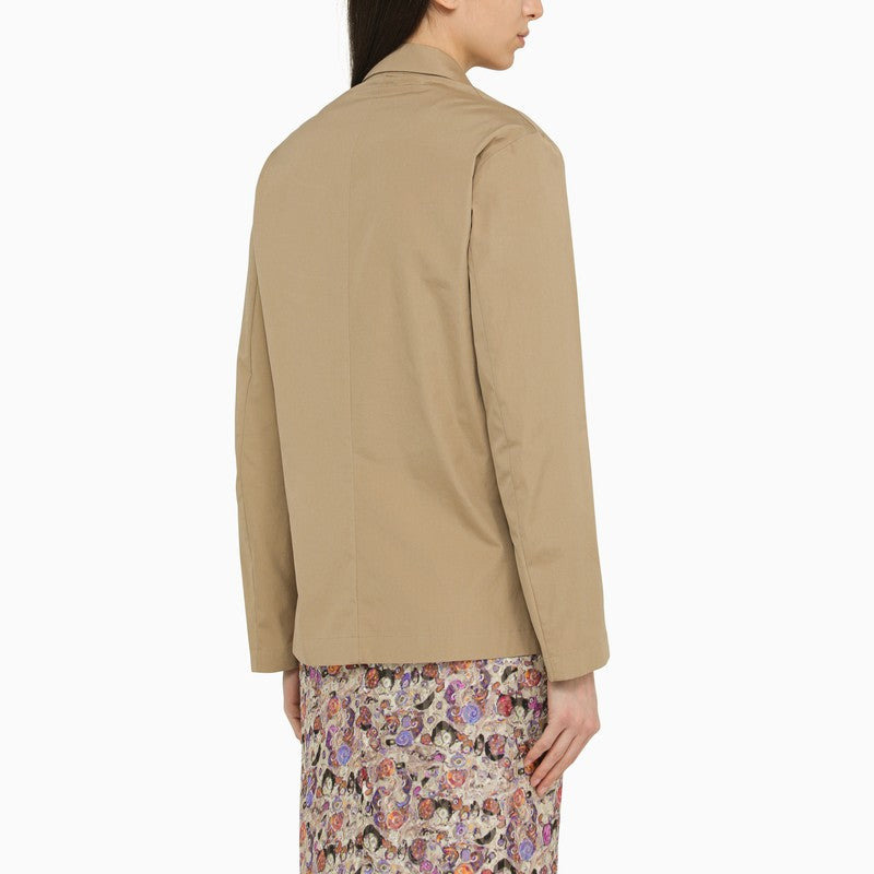Dries Van Noten Beige Double-Breasted Cotton Jacket Women - 2