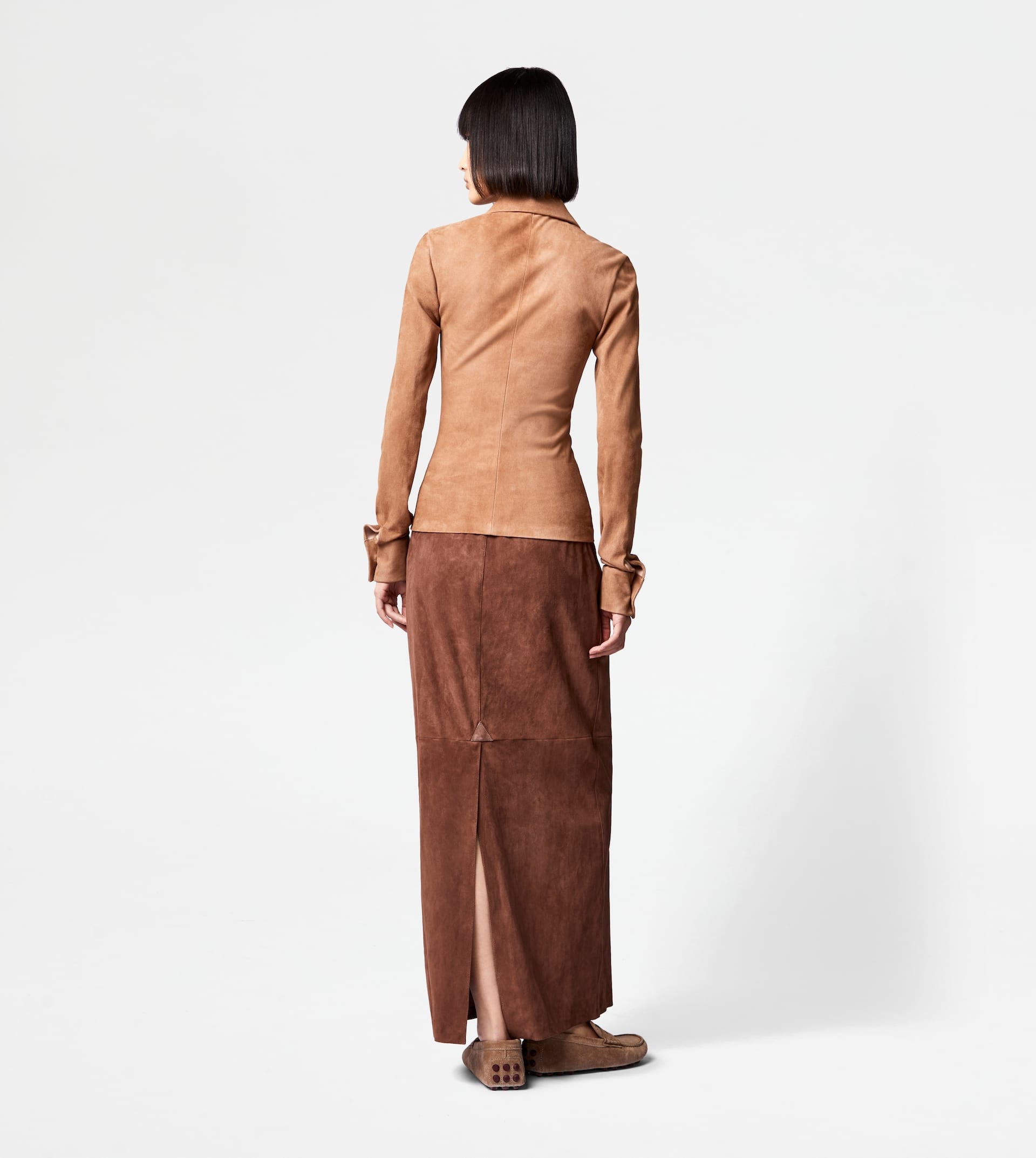 LONG SKIRT IN SUEDE - BROWN - 3